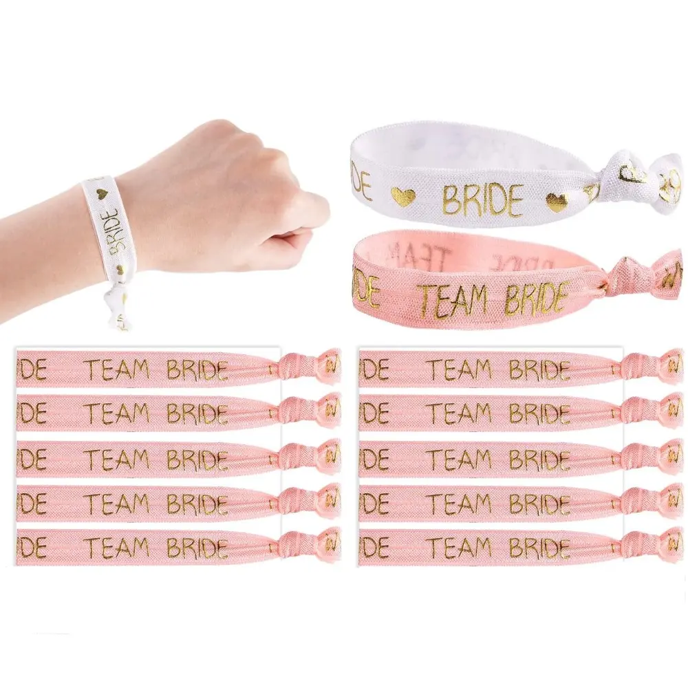 Bride Tribe Wedding Party Set with Elastic Wristbands, Team Bride Bachelorette Party Supplies, Stretchy Bracelets for Bridesmaids, Fashionable Bracelet Style, Fashion Modern Accessories