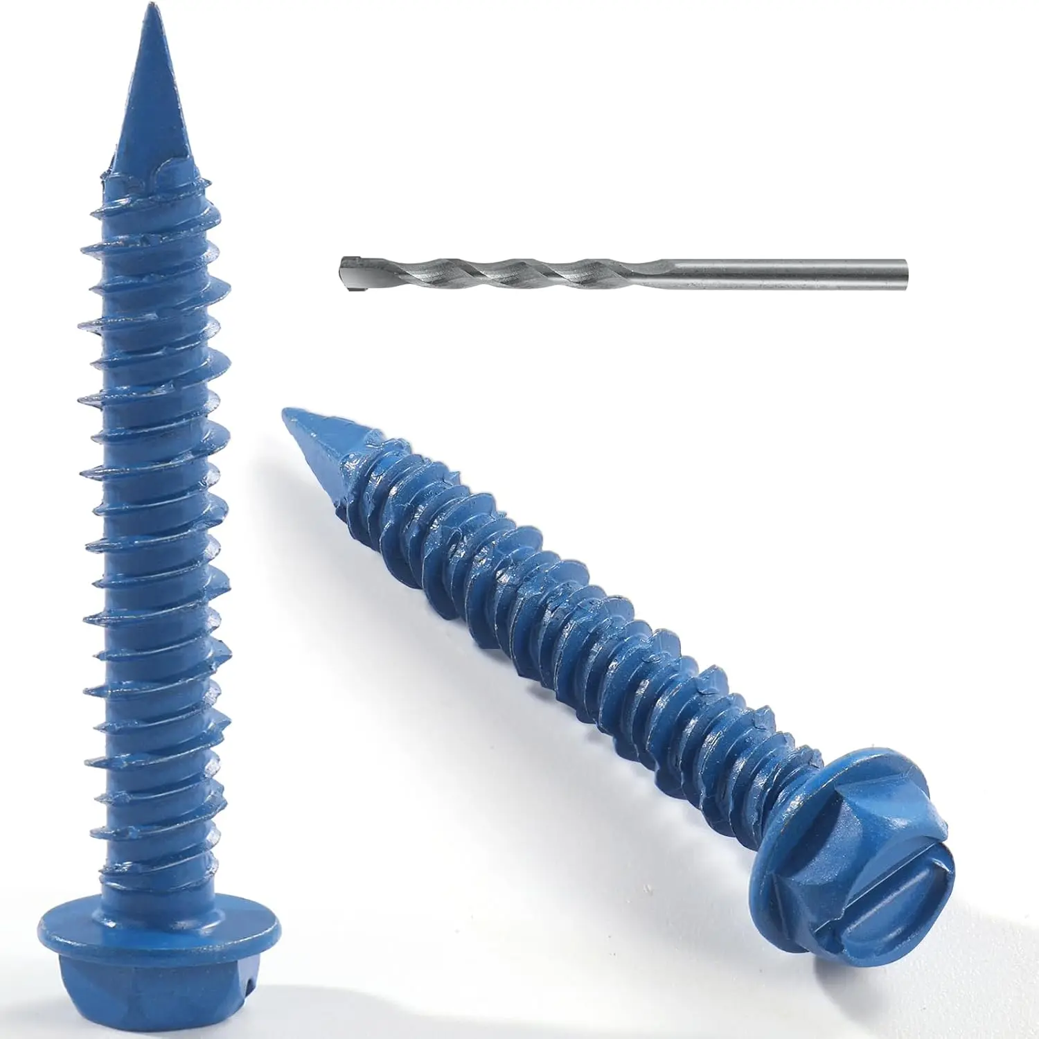 1/4 x /4 Inch 50 count Concrete Screws, Hex  Screws Anchor with Drill Bit, for Masonry, Block, Brick, Cement, Stucco,  Point