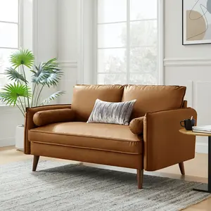 Revive Upholstered Vegan Leather Loveseat in Tan Revive Upholstered Vegan Leather Loveseat in Tan