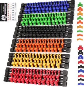 Socket Organizer Set 18-, 1/4-Inch x 96 Clips, 3/8-Inch x 90 Clips, 1/2-Inch x 72 Clips, Socket Organizer for Tool Box Drawer, Drive Socket Trays, Socket Holder Clip Rail