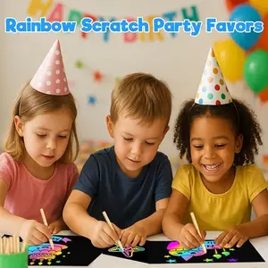 Scratch Art Paper Rainbow Set, Scratch Paper Rainbow Scratch Art Gift Craft Supplies Kit, 100 Sheets Boxed Creative DIY Doodle
