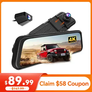 WolfBox M40lite 4K Mirror Dash Cam 10" Touch Screen Front & Rear Camera with for Enhanced Driving Safety HolidayHaul