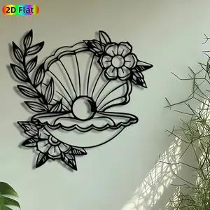 1pc Pearl Clam Shell Metal Wall Art, Floral Clam Statue Mural, Artistic Metalwork, Intricate Craftsmanship, Perfect for Wedding, Anniversary Decor, Perfect for Bedroom Bathroom Coastal Decor, Ideal Gift for Nautical Decor Enthusiasts.