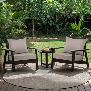 Grey Waterproof Deep Seat Patio Cushions Set of 2 – Thick Foam, Tufted, All-Weather Outdoor & Indoor Chair Cushions, Durable & Easy Care
