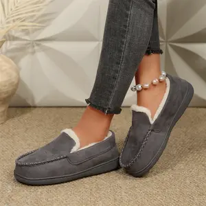 Women's Loafers Warm Lined Slip On Loafers Casual Shoes Slippers Minimalist