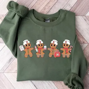 Gingerbread Nurse Christmas Sweatshirt, Retro Nurse Crewneck, Merry Christmas Shirt, Gift for Nurse, School Nurse Sweatshirt, Funny Nurse Christmas Holiday Outfit
