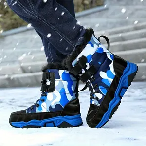 Boys' Winter Snow Boots |   New Thickened Fleece-Lined Boots with Fastener, Microfiber Upper, EVA Sole, Suitable Hiking, Daily Wear & Parties