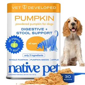 Native Pet Pumpkin Powder for Dogs - Vet Developed Digestive & Stool Support Rich in Fiber Supplement Powder