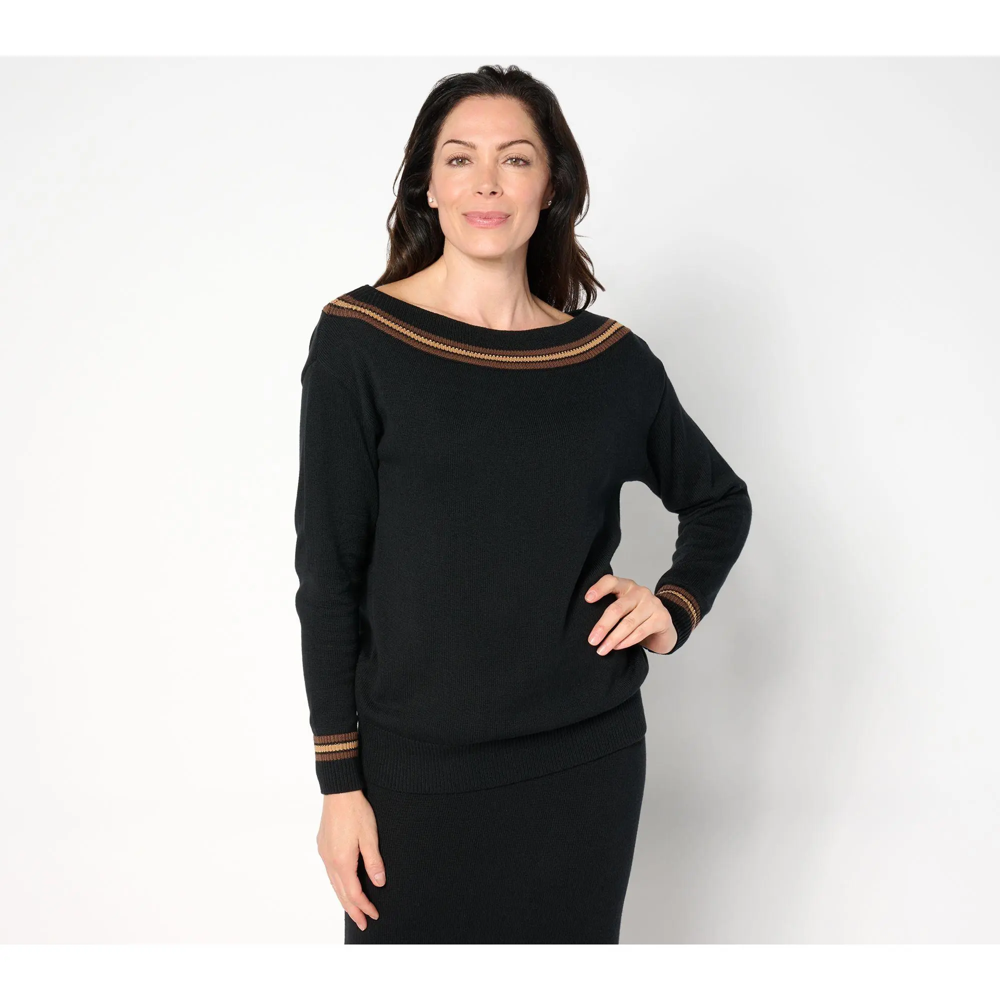 Studio Park X Shawn Killinger Stripe Detail Boatneck Sweater