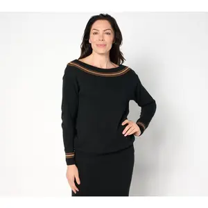 Studio Park X Shawn Killinger Stripe Detail Boatneck Sweater