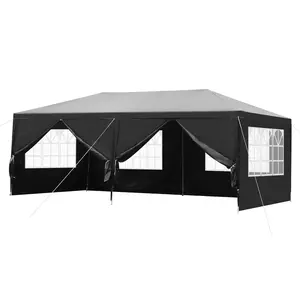 Outdoor Party Tent with 6 Removable Sidewalls, Waterproof Canopy Patio Wedding Gazebo, Black