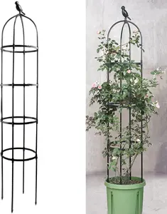 6ft Garden Obelisk Trellis for Climbing -Rustproof Metal Pipe with Heavy Duty Plastic Coated, Garden Outdoor Indoor Potted  Support for Clematis Vine Jasmine Support Black