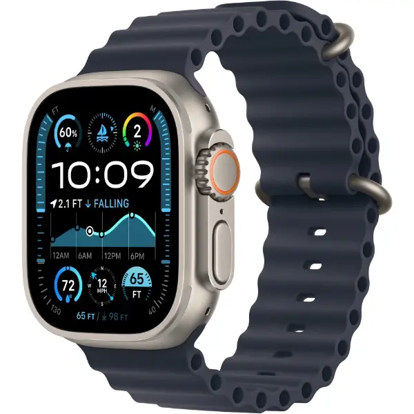Refurbished Apple Watch Ultra 49mm (GPS + Cellular)  Titanium Silver + Navy Ocean Band 32GB - Excellent with 1 Year Warranty by BITB