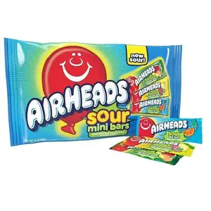 Airheads Sour Mini Candy Bars, Taffy Assorted Bag, Individually Wrapped Candy, Three Assorted Flavors, 12 Oz Bag