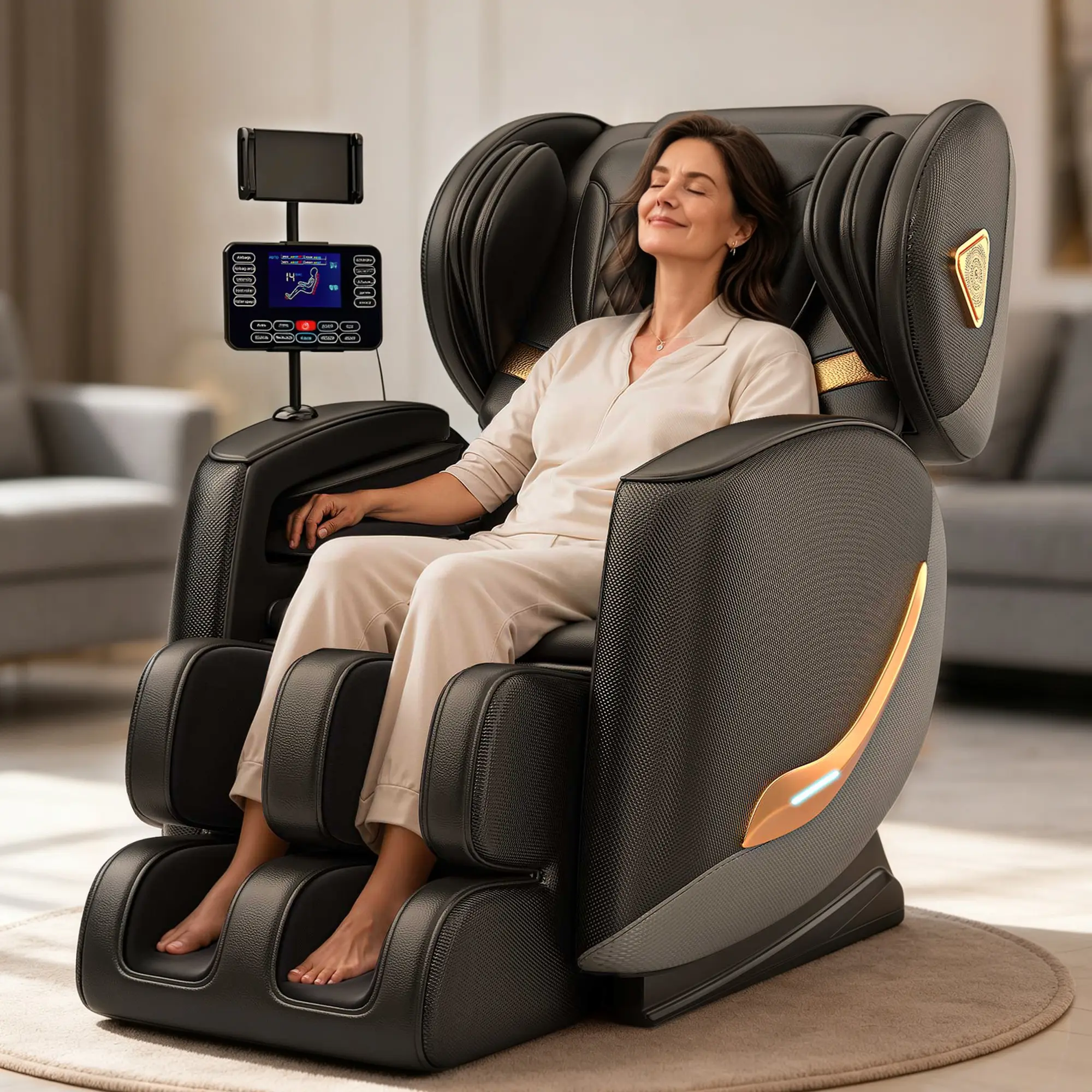 Massage Chair Full Body and Recliner, Zero Gravity Massage Chairs, 10 Fix Rollers, Airbags, Heating, Foot Massage, Auto Modes, Touch Control Screen for Home and Office