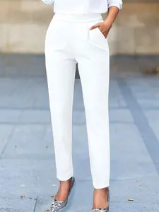 Elegant Women's Slim-Fitting Ruched Tapered Pants with Elastic Waistband, Available in S/m/l/xl for All Occasions