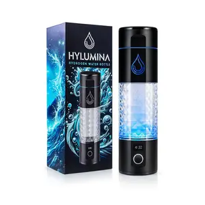 Hylumina Hydrogen Water Bottle Generator - Up to 6400ppb of Hydrogenated Water Per Cycle - SPE/PEM Tech - 9.5OZ Food Grade ABS Hydrogen Water Generator - Gift Bottles for Family, Athletes, Travel
