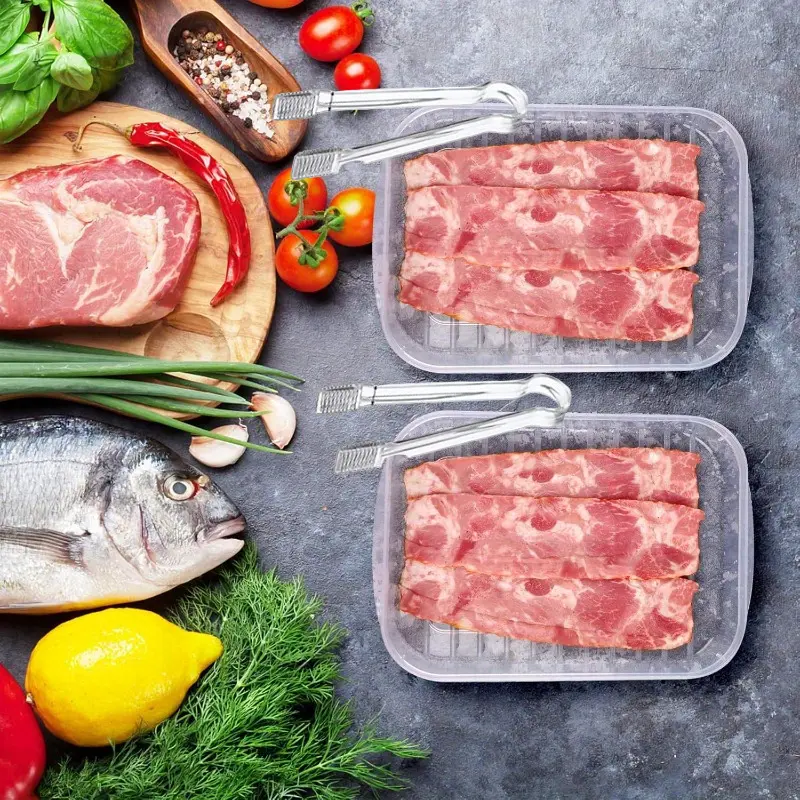 2pcs Airtight Bacon & Deli Meat Keeper Containers with Lids - Reusable Food Organizer, Food-Safe PP Plastic, 2 Serving Tongs, Stackable Transparent Refrigerator Storage for Cold Cuts, Cheese
