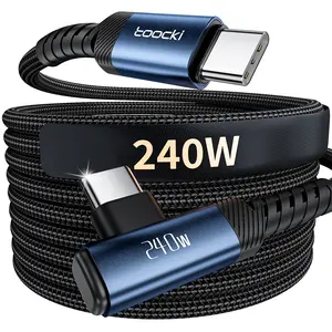 Toocki [6.6ft/10ft 2pcs] 240 Max USB-C to USB-C Fast Charging Data Cable Elbow Design for Gaming and Entertainment, Does Not Obstruct Hands, Suitable for Mobile Phones, Laptops, and Other Devices with Type-C Interface