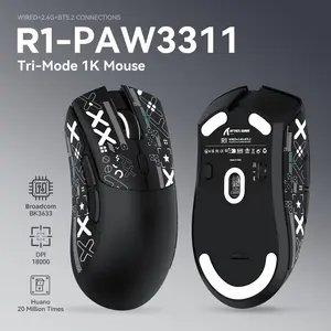 ATTACK SHARK R1 Wireless Gaming Mouse 59g SUPERLIGHT Mouse, PixArt PAW3311 Gaming Sensor, Bluetooth/2.4G Wireless/Wired