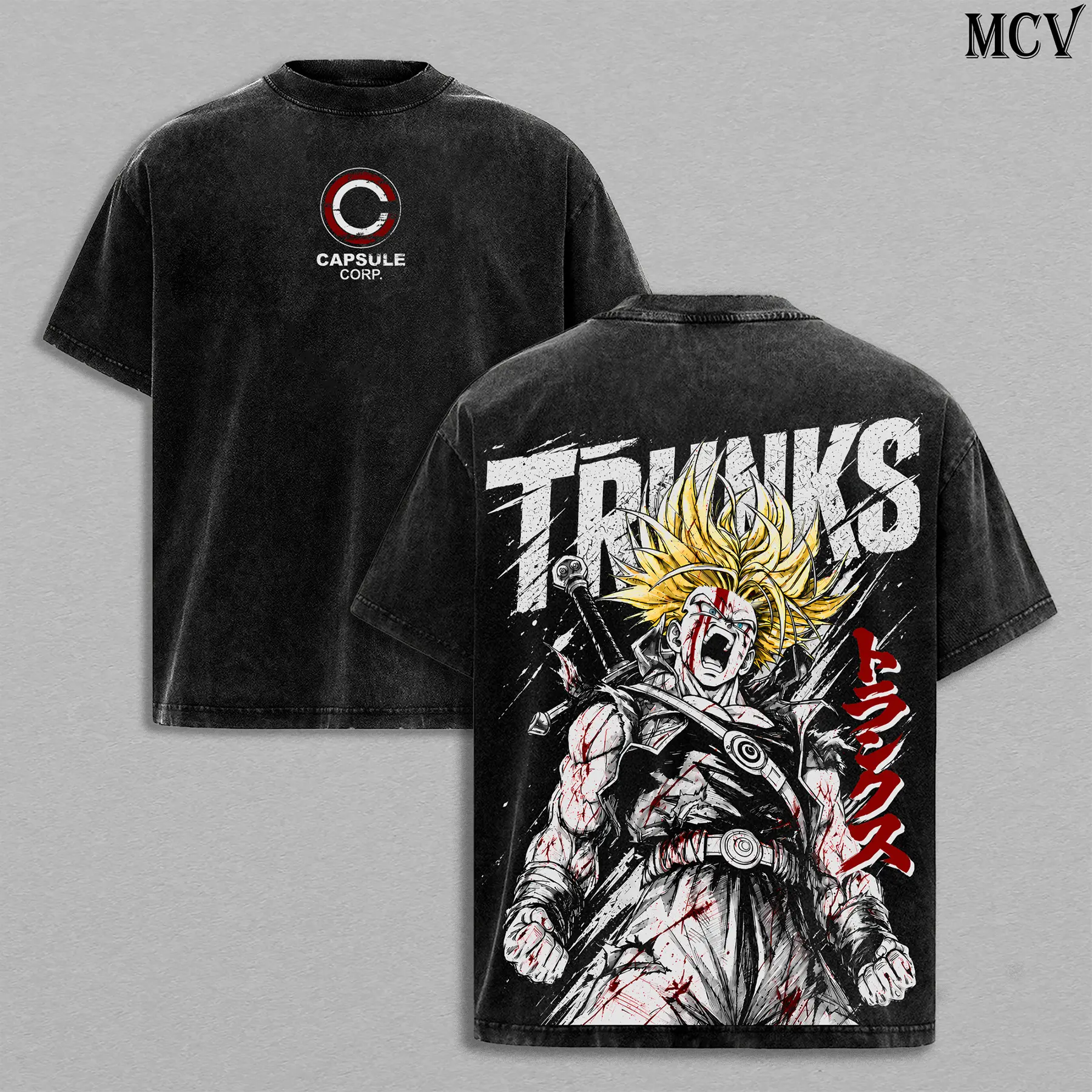 Trunks DBZ Tee – Trunks Vintage Washed T-Shirt | Super Saiyan Warrior | Future Trunks | Anime Manga Graphic Tee | Heavy Cotton Unisex Oversized Streetwear Top