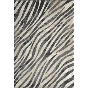 Contemporary Zebra-Striped Black Animal Print Rug, Stylish Household Textile Carpet, Contemporary Rugs