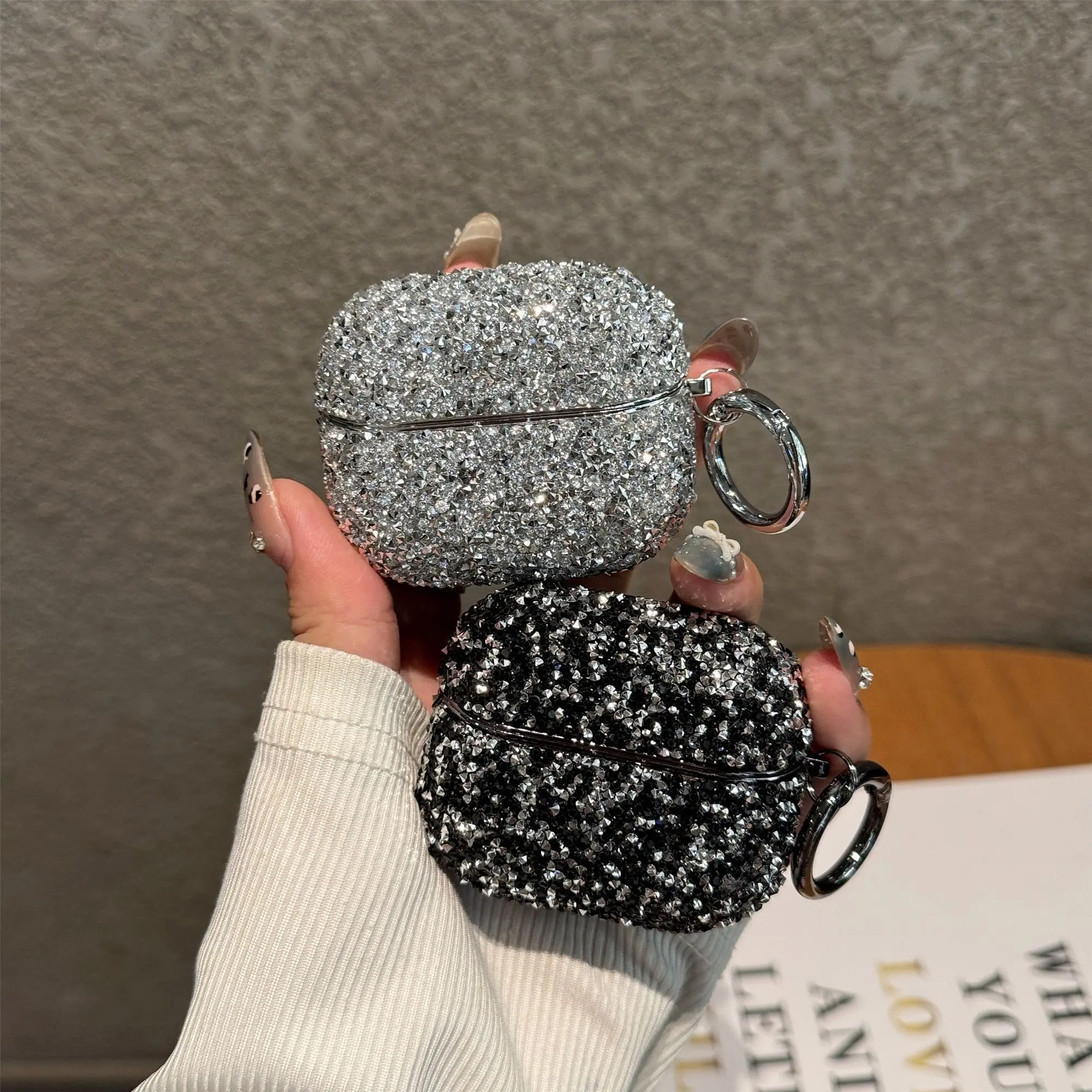 Bling Rhinestone AirPods Case Shockproof Protective Cover Compatible with AirPods Pro/4/3/2 – Cute Sparkly Earphone Case for Women Girls Daily Outfit & Gift