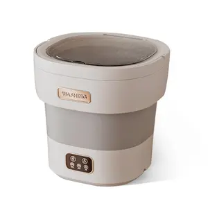 Portable Washing Machine, 12L Foldable Mini Washer with with 4 Modes and Spin Basket Deep Cleaning of Underwear Baby Clothes and Small Clothes for Apartments Dorm RV Travel Hotel Laundry,Grey White