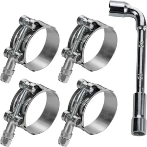 4 Pack 1.5 Inch T Bolt Hose Clamps Working Range 46-52mm for 1.5 Inch Hose ID, Stainless Steel Turbo Intake Intercooler Clamps