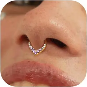 16G Teardrop Septum Rings - 316L Surgical Steel Hinged Nose Rings Septum Piercings  CZ Nose Hoop Daith Tragus Helix Rook Cartilage Piercing  for Women Men  8mm 10mm