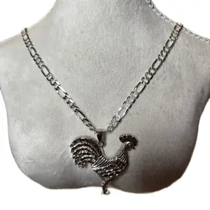 Silver 925 22” necklace rooster pendant