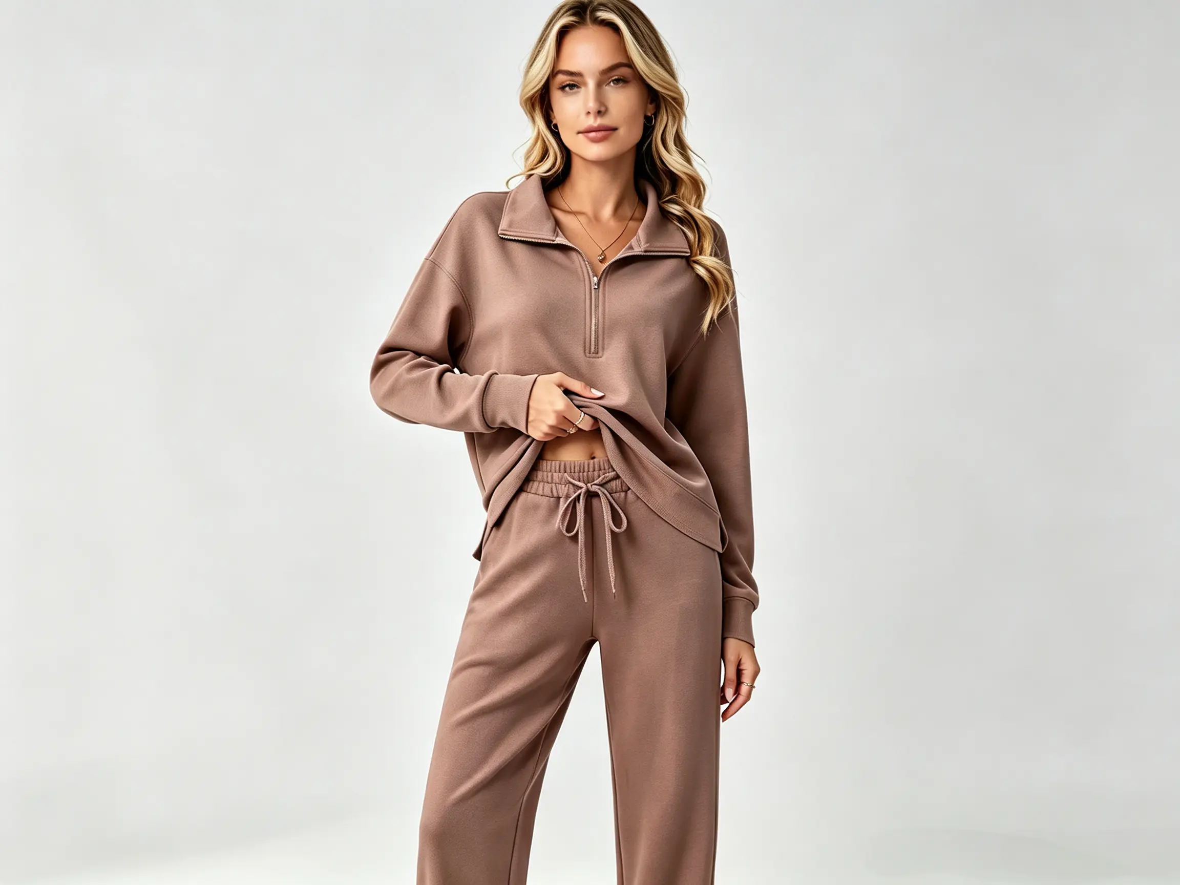 Women's 2-Piece Fall Shane Gillis Gym Tracksuit Set - 1/2 Zip Sweatshirt, Straight Leg Pants - Loose-Fit Matching Outfit for Sports, Outdoor Use - Soho Chic Back to School 2025 Clothing,shane gillis gym outfit