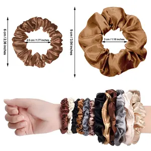 WILLBOND 24-Pack Satin Hair Scrunchies – Vintage Color Silk Elastic Hair Ties for Women & Girls