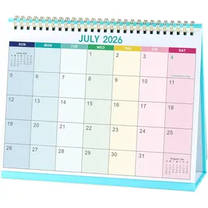 Desk Calendar 2026-2027 - JUL 2026 - DEC 2027, Calendar 2026-2027, 9.8" x 8.3", Standing Flip Desktop Calendar with Thick Paper, Memo Pages + -Wire Binding + Unruled Blocks - Rainbow