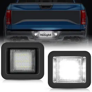 Nilight License Plate Lights Compatible with 2015 2016 2017 2018 2019 2020 Ford F150 Raptor Clear Lens Black housing 6000K White 2PCS Pack