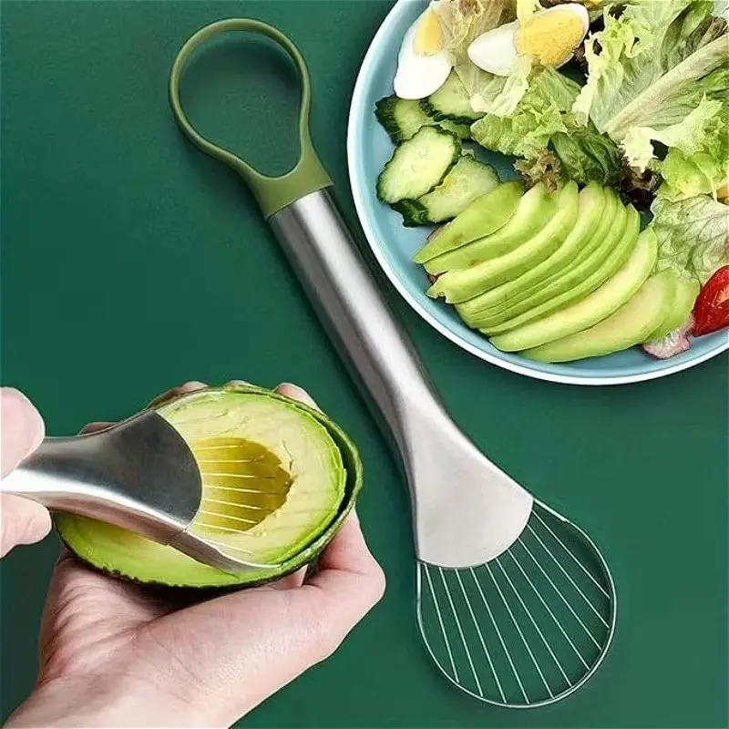 Avocado Cutter Made of Stainless Steel - Hand-Operated, No Electricity Required, Ideal for Slicing And Scooping Avocados, Must-Have Kitchen Item | Contemporary Kitchen Gadget | Long-Lasting Kitchen Utensil