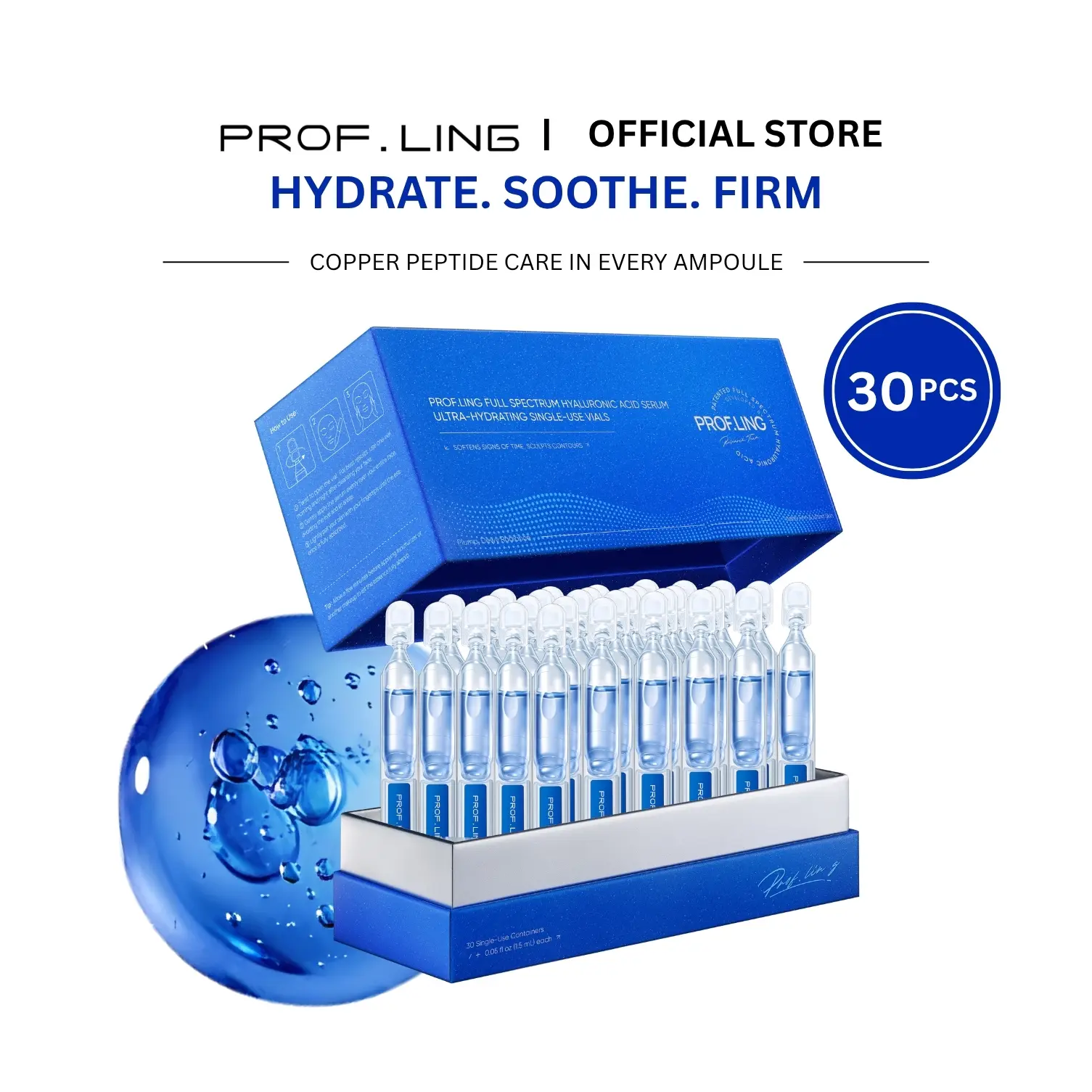 PROF.LING Copper Peptide Complex Advanced Firming Serum, Non-Toxic Moisturizing Anti-Wrinkle Damage Repair Liquid Skincare Essence