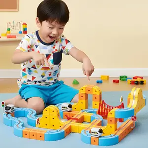 MAGNETIC RAILCAR Electric magnetic suction magical track cube children's versatile magnetic assembly track toy car gift Assembling a racing track