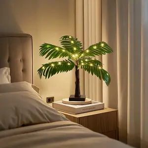 Palm Tree Replica Lamp, 3 Aa Batteries, 30 LED Warm Lights, Comfortable Atmosphere, Perfect for Relaxation or Social Gatherings, Desktop Decor, Tropical Party Decor