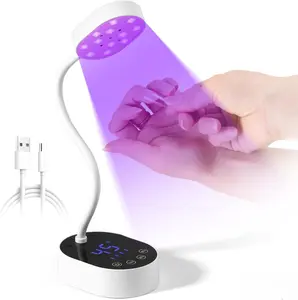 Nail Lamp, Gooseneck Mini U V Light for Gel Nails, 36W Rechargeable LED Flash Cure Lamps with 4 Timers & Auto Sensor, Quick Dry Professional Nail Dryer for Salon Home DIY Use, White