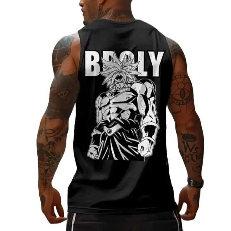 Broly Black & White Dragon Ball Z Tank Top – 100% Cotton Anime Streetwear for Men