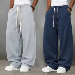 Men's 2-Pack Ultra-Soft Sweatpants, Oversize Wide-Leg Casual Fit with Drawstring Waist for Gym, Basketball, and Running, Sweats
