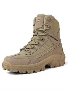 Men's Tactical High-Top Military Boots, All-Season Outdoor Hiking Shoes with Durable Lace-Up Closure, Non-Slip Wear-Resistant Rubber Sole
