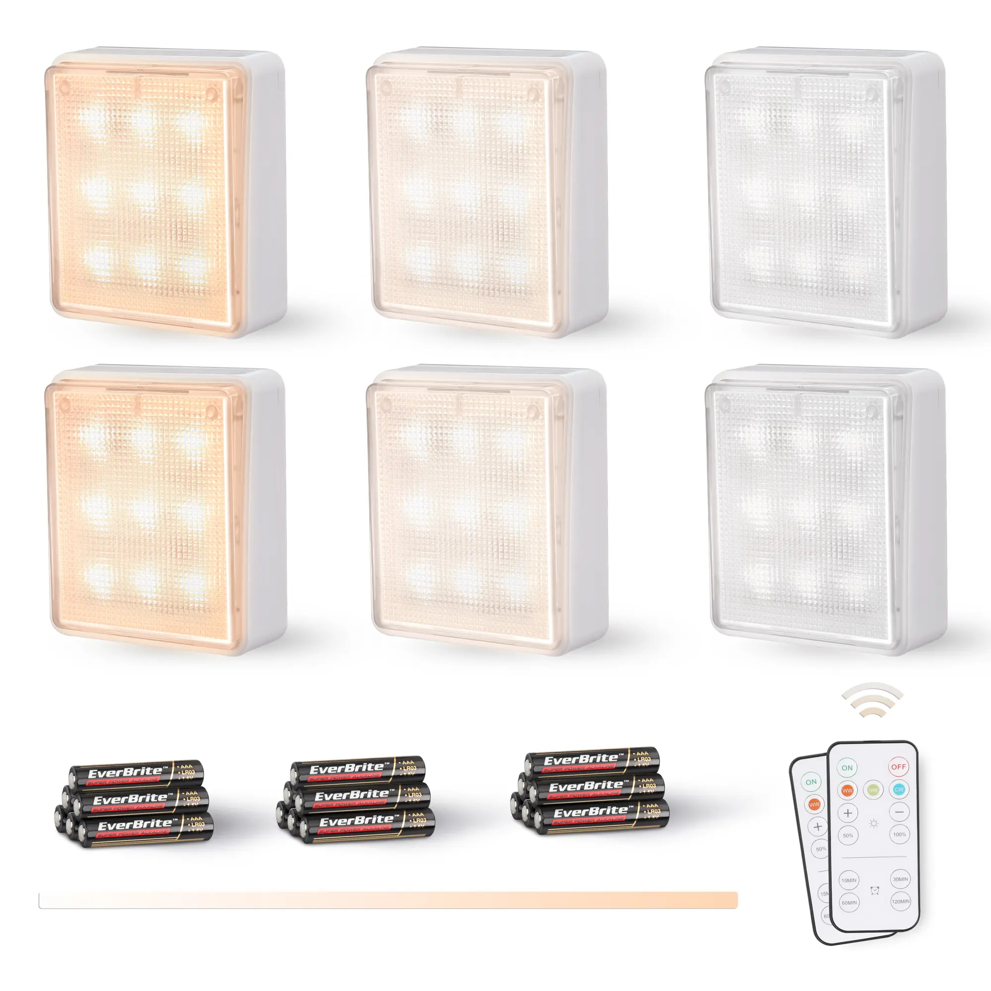 #fathersdaygift EverBrite Closet Light, LED Tap Lights Push Lights with Remote Control, Battery Powered Stick On Lights for Kitchen, Cabinet, Under Counter, Bedroom (6PCS)