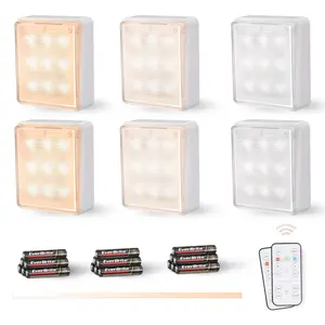 #SpringGlowUp EverBrite Closet Light, LED Tap Lights Push Lights with Remote Control, Battery Powered Stick On Lights for Kitchen, Cabinet, Under Counter, Bedroom (6PCS)