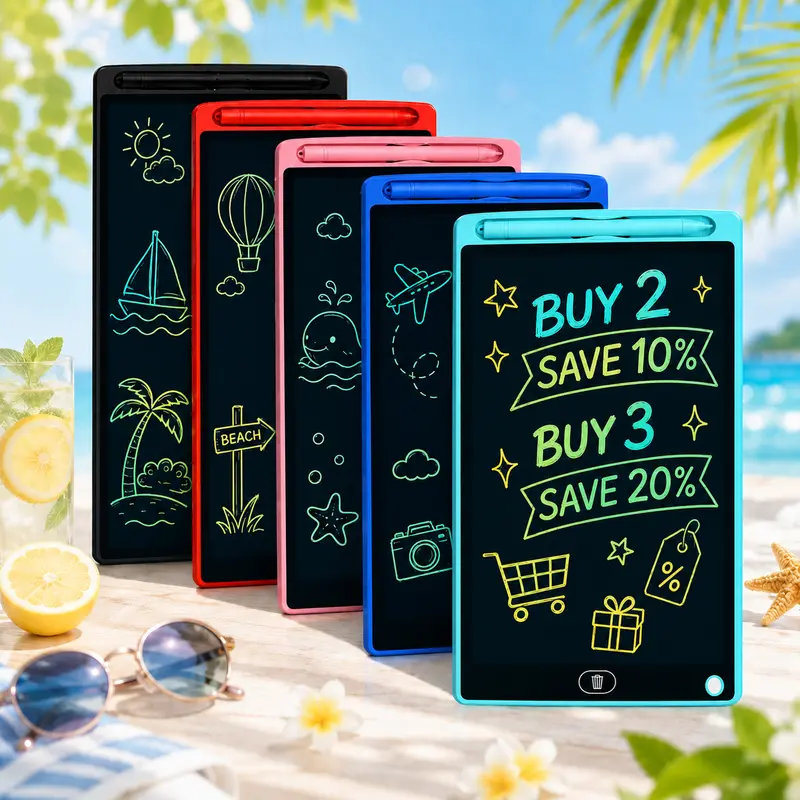 10pcs 8.5in Reusable Electronic LCD Writing Graphics Tablets - Plastic Kids Educational Hands-On Learning Devices with Built-in Bat., Interactive Drawing Pads for Classroom Settings & Home Use