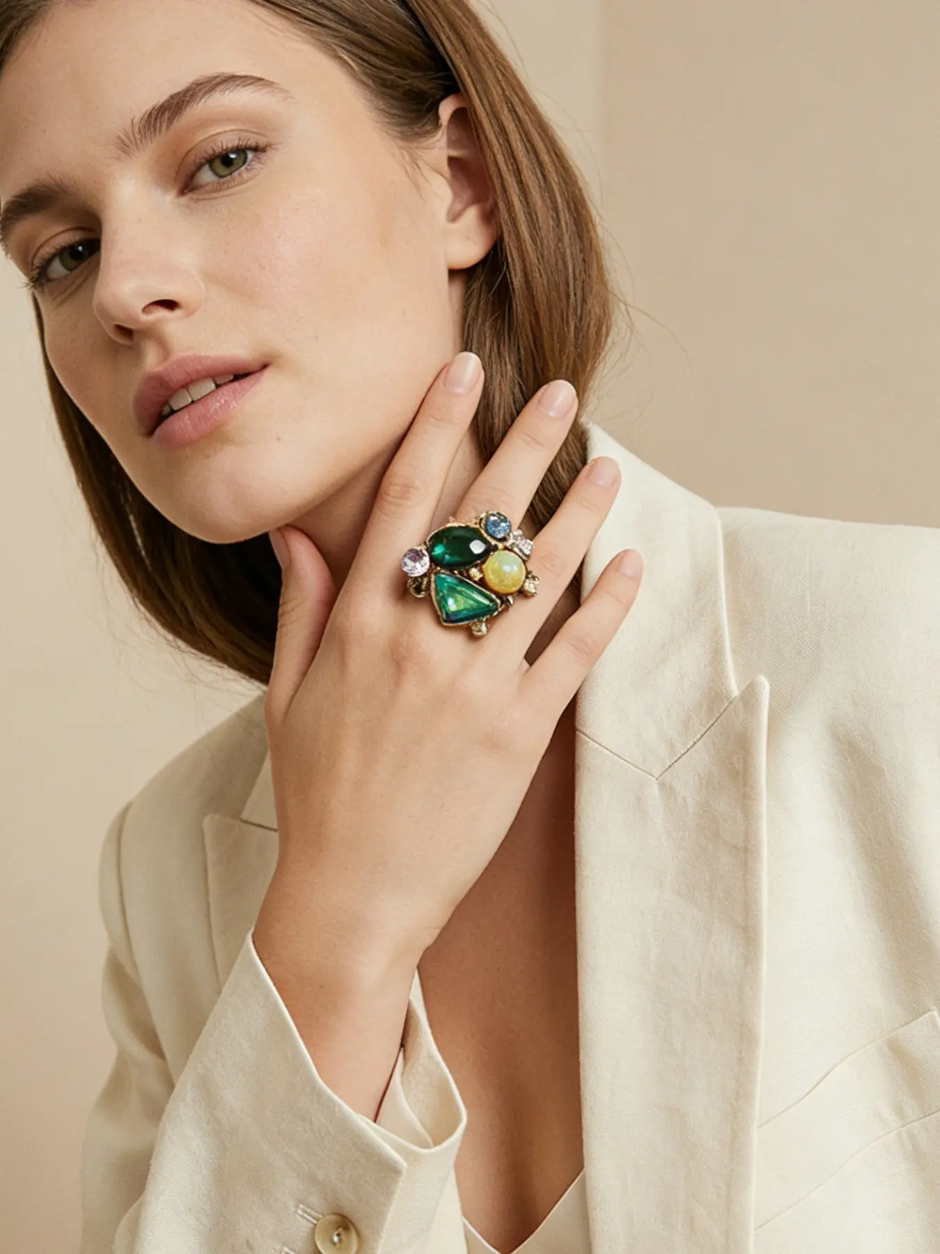 Baroque style diamond studded ring, suitable for daily commuting, vacation, and dating, and also a delightful and exquisite gift, Beautiful rings, Statement rings