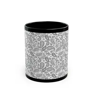 Black and white paisley pattern Mug | 11oz 15oz ceramic