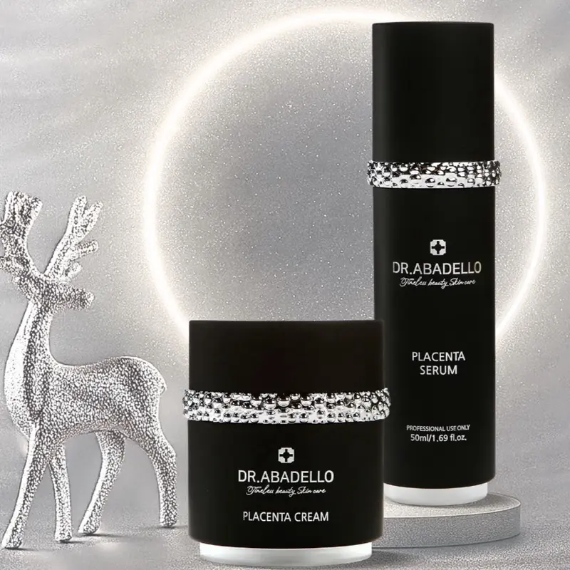 DR.ABADELLO Placenta Serum + Cream Fermented Deer Placenta Extract for Skin Renewal Firmness Elasticity Boost with Natural Peptides & Growth Factors