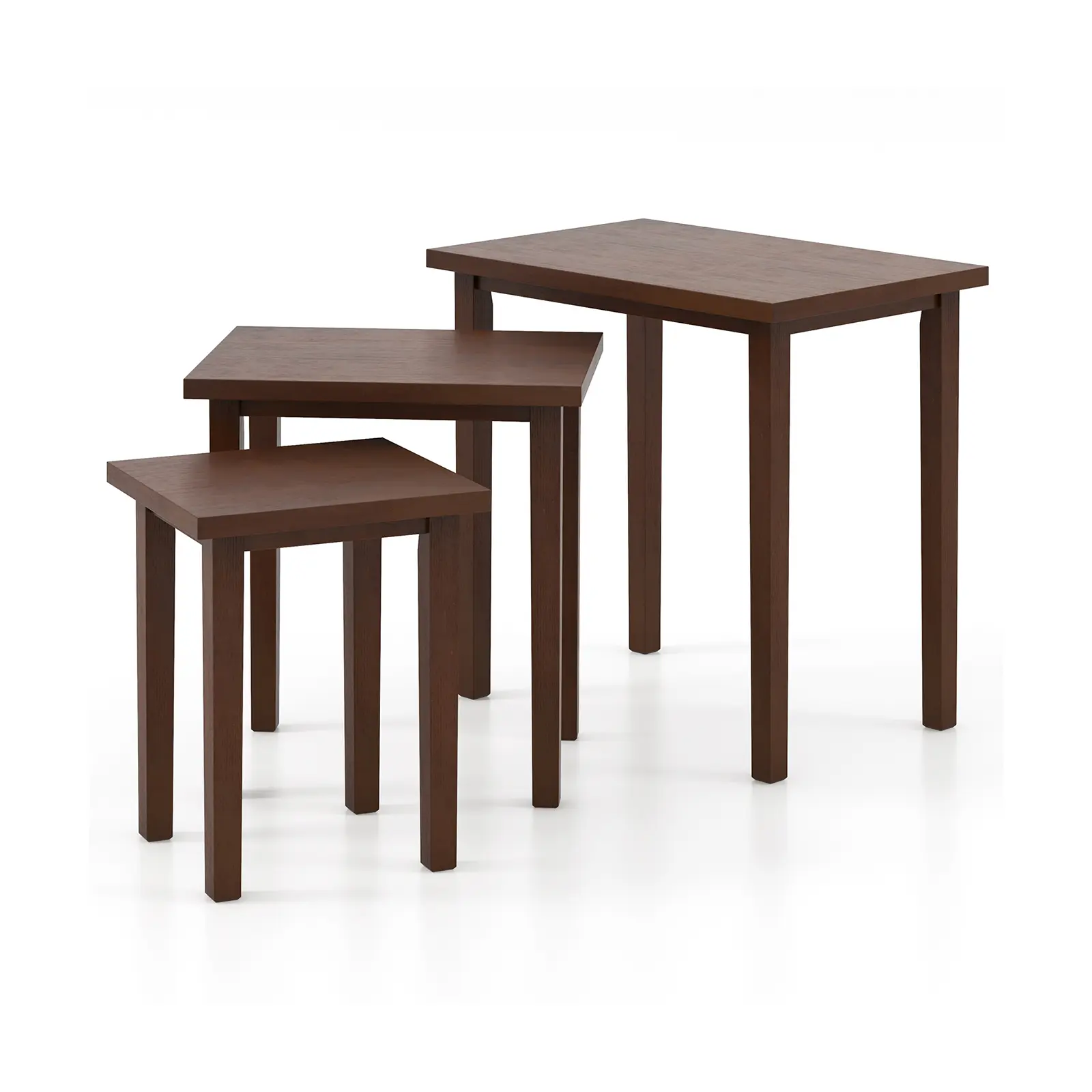 COSTWAY - 3-Piece Farmhouse Rectangle Side Table Set for Living Room-Walnut COSTWAY - 3-Piece Farmhouse Rectangle Side Table Set for Living Room-Walnut